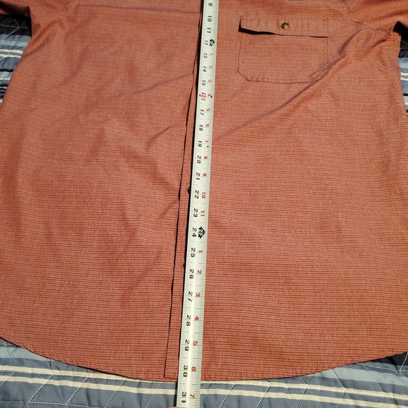 Avalanche Sz L Men's Performance Button Short Sleeve Woven Shirt Red Stripe - Picture 9 of 9